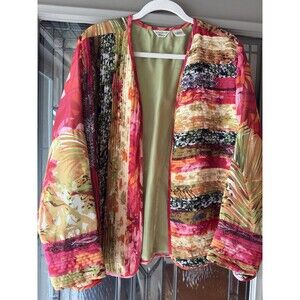 Laura Ashley 2X Artsy Quilted Lined Jacket Multicolor Patchwork  Boho  Plus Size